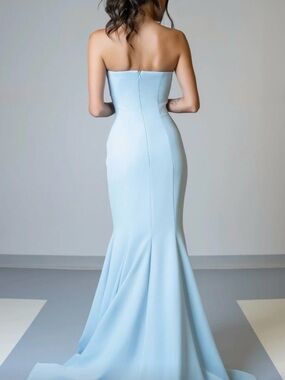 Mia Bella Couture Light Blue fitted dress with floral design